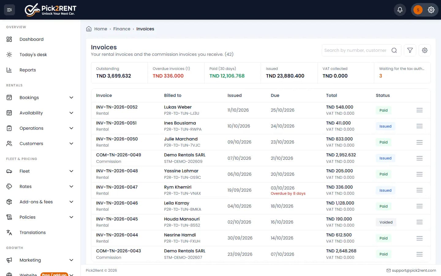 Invoices and statements